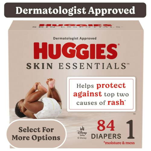 Huggies Skin Essentials Baby Diapers, Size 1 (8-14 lbs), 84 Ct (Select for More)