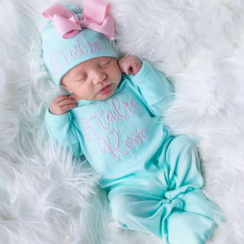 Baby Girl Coming Home Outfit Baby Girl Clothes Personalized Baby Girl Gift Personalized Baby Girl Outfit Newborn Girl Clothes Newborn Hat