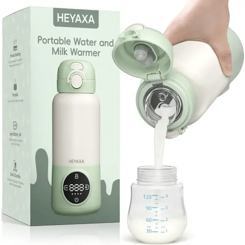 Portable Bottle Warmer for Travel, 15oz Capacity Baby Bottle Warmer with Fast Heating, 12000mAh Battery & Fast Charger, Pasteurization for Hygiene, Precise Temp Control, Leak-Proof (Green)