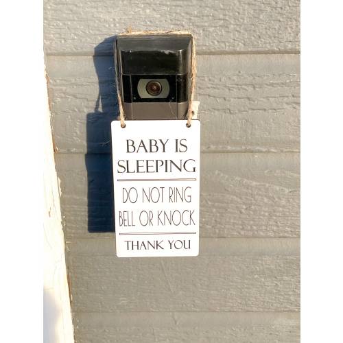 Baby is sleeping do not ring bell or knock door sign / Ring doorbell sign / Small baby sleeping don't disturb sign for ring doorbell sign