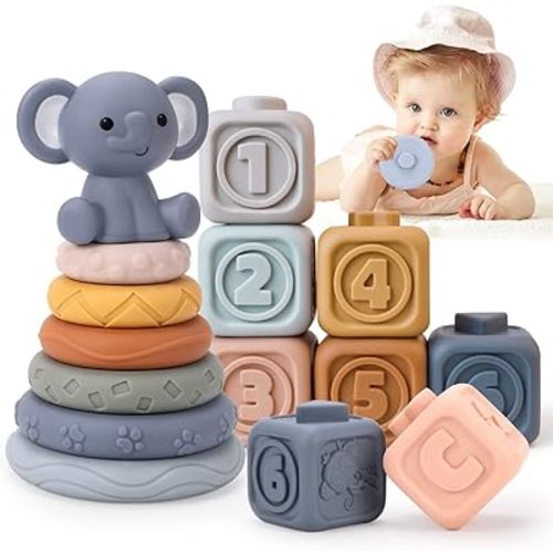 KaeKid Montessori Toys for Babies,13 PCS Baby Soft Building Blocks Toys, Newborn Baby Sensory Toy for Early Development, Gifts for 0-3-6-12 Months Old Infant Baby Boy Girl