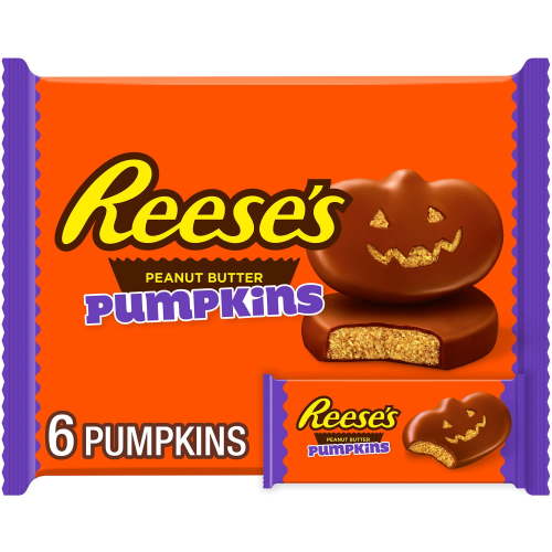 Reese's Milk Chocolate Peanut Butter Pumpkins Halloween Candy, Packs 1.2 oz, 6 Count