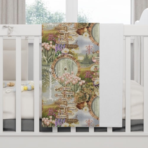 Hobbit Floral Fleece Baby Blanket – Lord of the Rings Swaddle