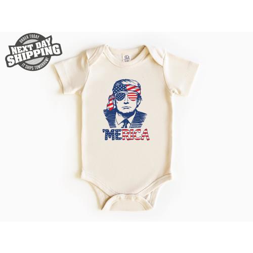 Trump Merica Toddler Onesie®, Trump Baby Bodysuit, ,Custom 4th of July Baby Onesie®, Baby American Shirt, Trump Bodysuit, Merica Toddler