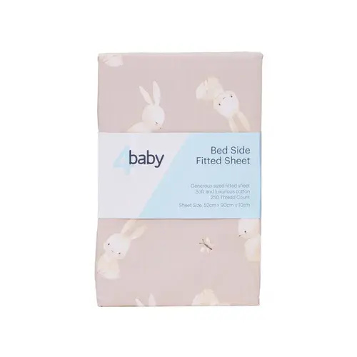 4baby Percale Bedside Sleeper Fitted Sheet Bunny | Baby Bunting AU