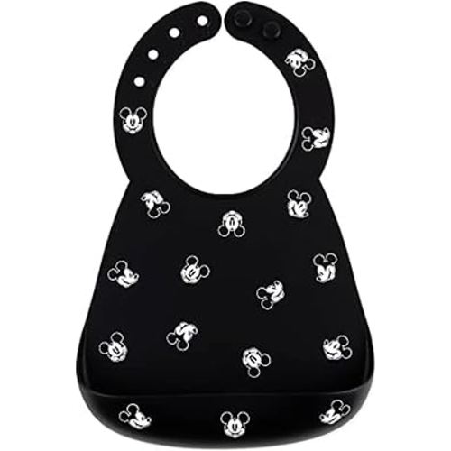 Bumkins Disney Bibs, Silicone Pocket for Babies, Baby Bib for Girl or Boy, for 6-24 Months Up to Toddler, Essential Must Have for Eating, Feeding, Baby Led Weaning Supplies, Mess Saving, Mickey Mouse