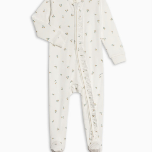 Neve Ruffle Zipper Footed Romper