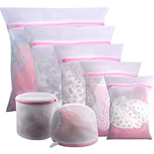 GOGOODA Mesh Laundry Bags for Delicates Durable Protective Wash Bags Travel Storage Bags for Intimates Lingerie, 7PCS (1XXL, 1XL,1L,1M,1S,2 bra bags)