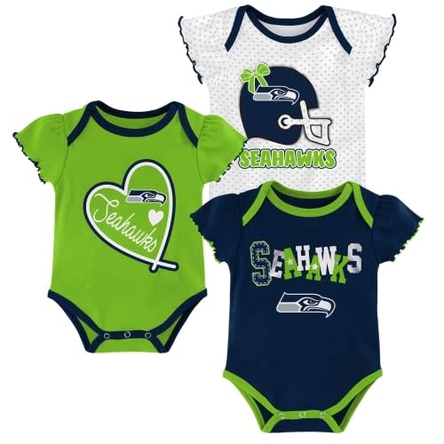 Outerstuff NFL Teams Newborn Baby and Infant Short Sleeve Bodysuit 3-Pack (0-18M)