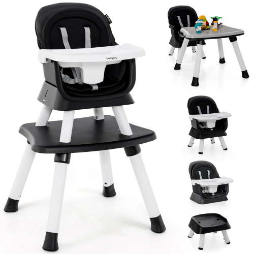 Costway  8-in-1 Baby High Chair Convertible Dining Booster Seat w/ Removable Tray Black