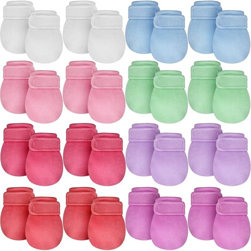 16 Pairs Adjustable Baby Mittens No Scratch Newborn Cotton Breathable Gloves Warm Baby Mitts for Boys Kids