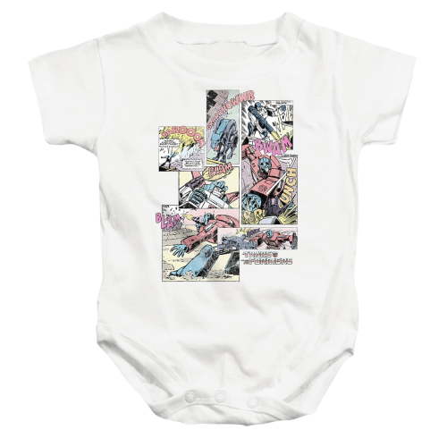 Transformers 40th Anniversary SFX Comic Collage Unisex Infant Snap Suit for Baby, White, Medium