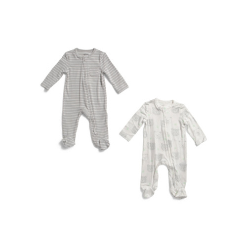 Newborn Boys 2pk Fuzzy Bears Footed Coveralls | Baby Boys (0-24m) | Marshalls