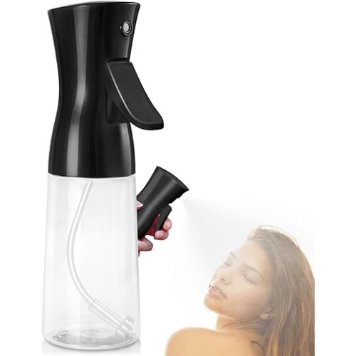 Spray Bottle For Hair,Continuous Water Mister for Hairstyling, Salons, Cleaning, Plants,Essential Oil Scents,Ultra Fine Mist Sprayer,6.8 OZ /200 ML-Black