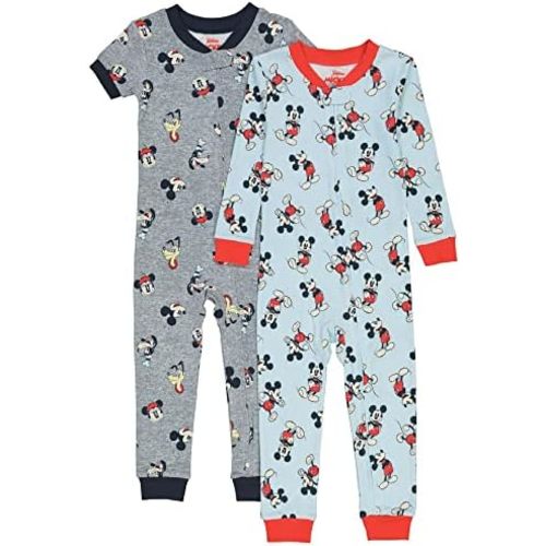 Disney Kids' Mickey & Minnie Mouse 2-pack Footless One-Piece Pajama Set