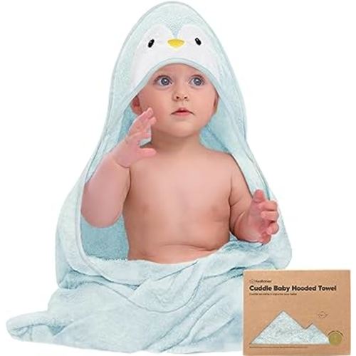 KeaBabies Baby Hooded Towel - Viscose from Bamboo Baby Towel Organic Bamboo Towel - Infant Towels - Large Hooded Towel - Baby Bath Towel with Hood for Girls, Babies, Newborn Boys, Toddler (Penguin)