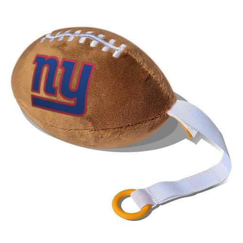 New York Giants Plush Football Pacifier Holder by Smilo - Officially Licensed NFL Soother Holder - Soft Plush Toy and Dummy Holder - Fits Any Pacifier - Stroller Accessory & Newborn Essential