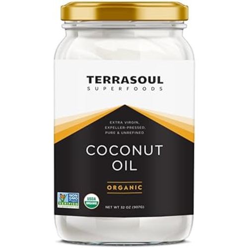 Terrasoul Superfoods Extra Virgin Organic Coconut Oil, 4 Pounds (Glass Jar) Pack of 2