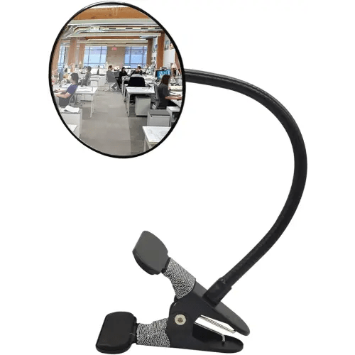 Ampper Acrylic Clip On Rear View Cubicle Mirror, Flexible Convex Security Mirror for Personal Safety Desk Rearview Monitors or Anywhere (3.75", Round)