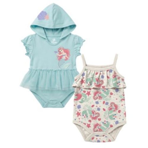 Baby Girls' The Little Mermaid Print Bodysuit, 2-Pack