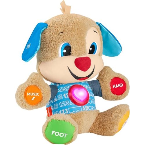 Fisher-Price Baby Learning Toy Laugh & Learn Smart Stages Puppy Musical Plush with Lights & Educational Songs for Infants Ages 6+ Months