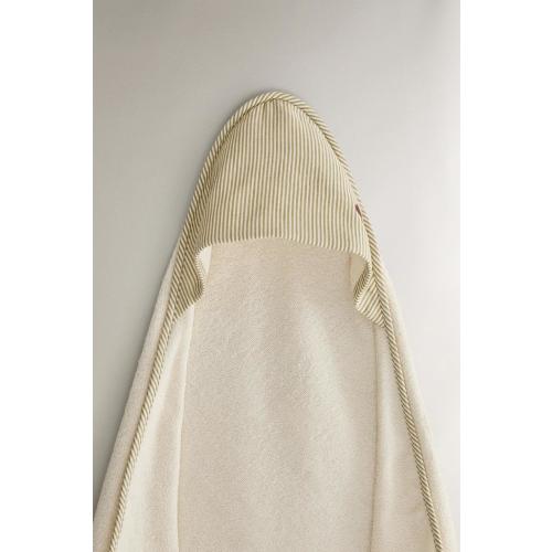 STRIPED MUSLIN HOODED BABY BATH TOWEL