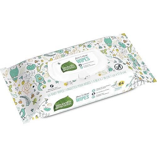 Seventh Generation Baby Wipes, Free & Clear with Flip Top Dispenser, 64 count