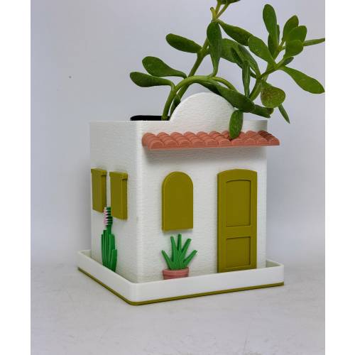 3" white southwest casita planter