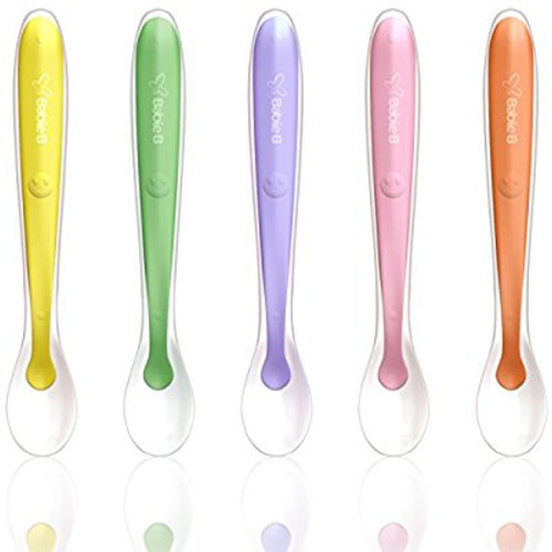 BEST Baby Spoons BPA Free Soft-Tip First Stage Silicone Infant Spoons Baby Training Gift Set 5 pack