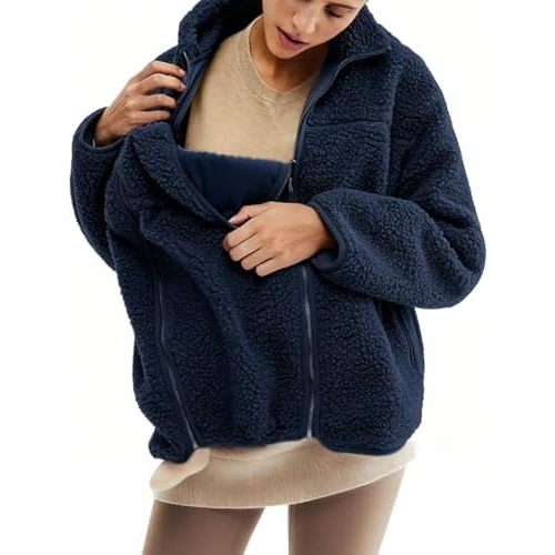 Maternity Coat Winter Mom Cozy Thicken Coats Fleece Sherpa Jacket