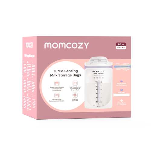 Momcozy Upgraded Breastmilk Storage Bags, Larger Temp-Sense Area & Double Zip