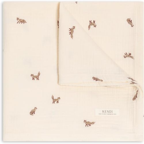 Colored Organics Baby Organic Cotton Swaddle - Infant Receiving Blanket - Fox/Cranberry + Taupe Muslin