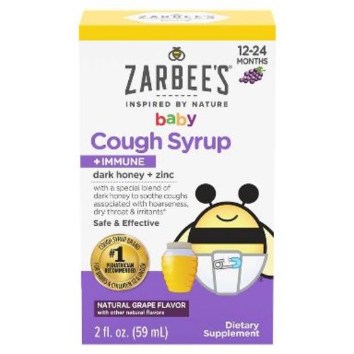 Zarbee's Baby Cough Syrup + Immune with Honey & Zinc - Natural Grape Flavor - 2 fl oz