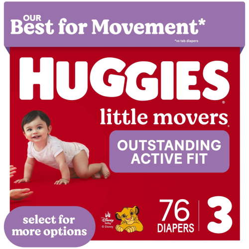 Huggies Little Movers Baby Diapers, Size 3 (16-28 lbs), 76 Count (Select for More)