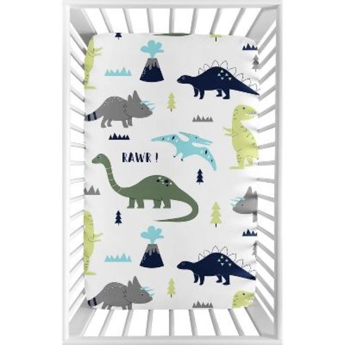 Sweet Jojo Designs Mini Fitted Crib Sheet - Dinosaurs