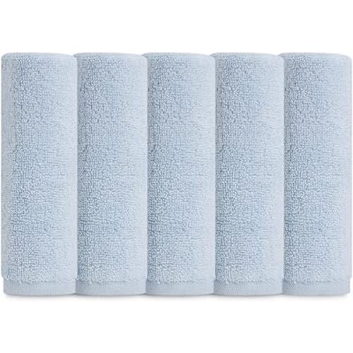Natemia Organic Baby Washcloths (5 Pack, 12” x 12”) – 100% Organic Cotton – Ultra-Soft Baby Towels for Sensitive Skin – Newborn, Boys & Girls – Bathtime Wash Cloths, Baby Registry Must-Have (Blue)