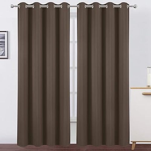 LEMOMO Chocolate Brown Thermal Blackout Curtains/52 x 84 Inch/Set of 2 Panels Room Darkening Curtains for Bedroom
