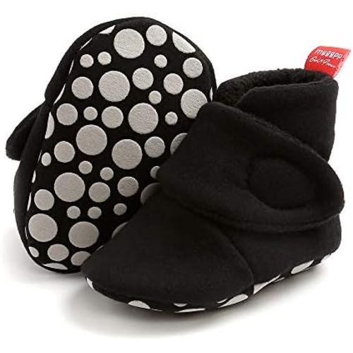 Neband Baby Fleece Booties Newborn Warm Slippers Cozy Winter Boots Sock Shoes Infant Crib Bootie with Non Skid Bottom 0-18Month