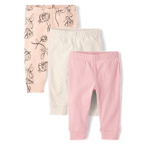 Baby Girls Rose Ruffle Leggings 3-Pack - Orange