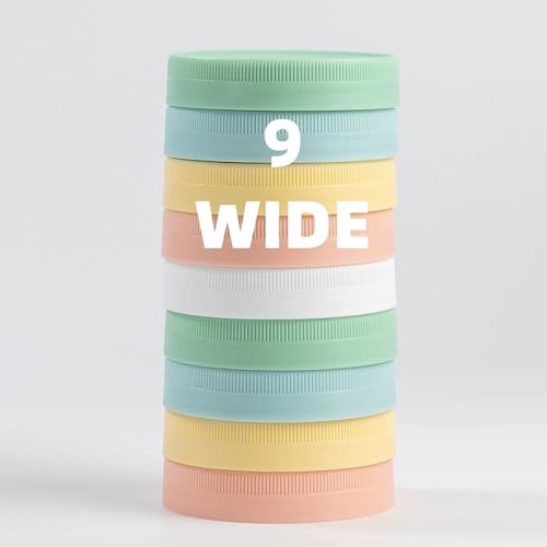 Yodecy 9 Pack Wide Mouth Mason Jar Lids, One-Piece Lids, Plastic Mason Jar Lids Fit Ball, Kerr and More,Canning Lids (Multicolor)