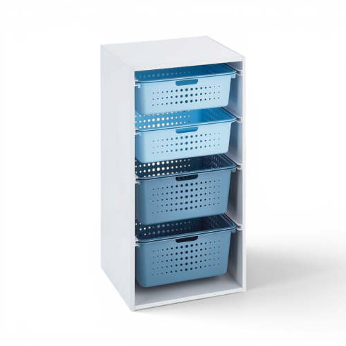 Your Zone Kids Sliding Bin Organizer with 4 Storage Bins, Blue