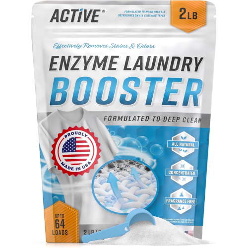 Active Unscented Enzyme Laundry Booster and Odor Removing Detergent, 2 lbs, 64 Loads