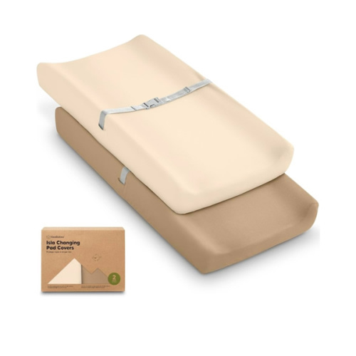 2-Pack Baby Changing Pad Cover for Girl, Boy - 32x16 Soft Viscose Derived from Bamboo Baby Diaper Changing Table Pad Cover Sheets, Neutral, Snug Fit Nursery Diaper Change Sheets (Pecan)