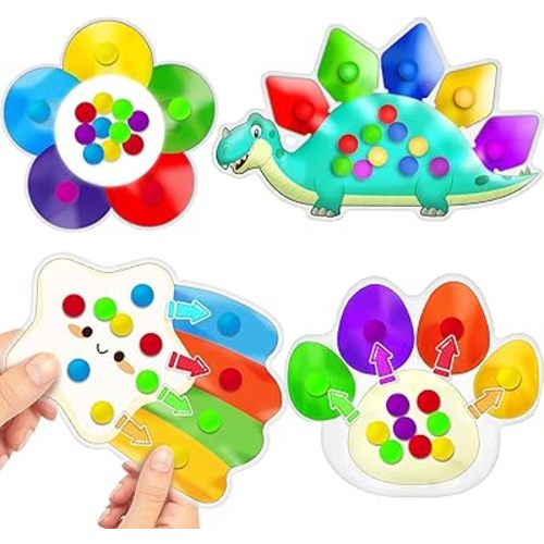 4PC Color Sorting Sensory Toys for Toddler, Travel Toys Roadtrip Activities for Kid 3-5 Fine Motor Autism Autistic Fidget for Classroom Calm Down Toy for Kid 2 3 4 Year Old Boy Girl Dementia Gift