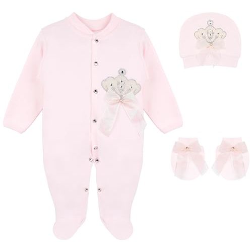 Lilax Baby Girl Jewels Crown Layette 3 Piece Gift Set