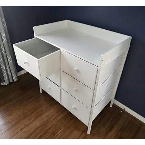 Baby Dresser with 6 Drawers, Diaper Changing Station Table