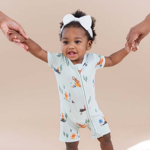 Zipper Shortall Romper in Winnie the Pooh Hundred Acre Wood