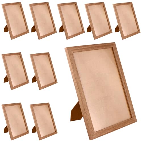 SENJEOK Wooden Picture Frames, Brown, 12 x 8 Inch, 10 Pack, Wall and Tabletop Display