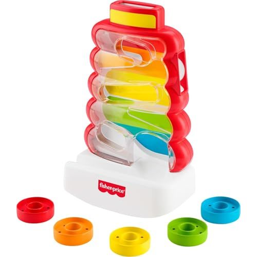 Fisher-Price Baby & Toddler Toy Drop Through Rock-a-Stack, Coin Drop Activity for Developmental Play Infants Ages 9+ Months