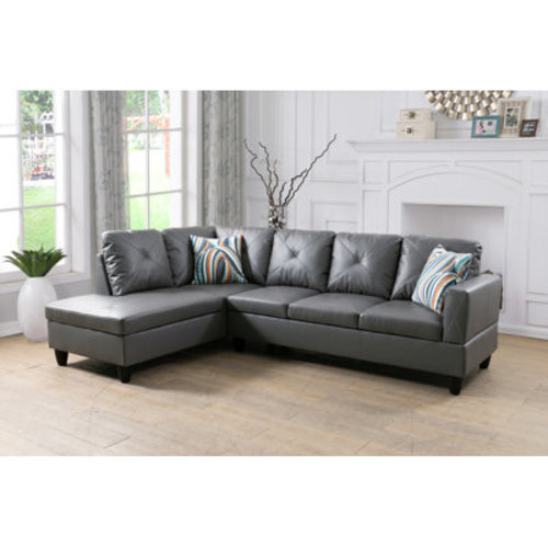 Ebern Designs Glennia 97" Wide Faux Leather Left Hand Facing Sofa & Chaise & Reviews | Wayfair